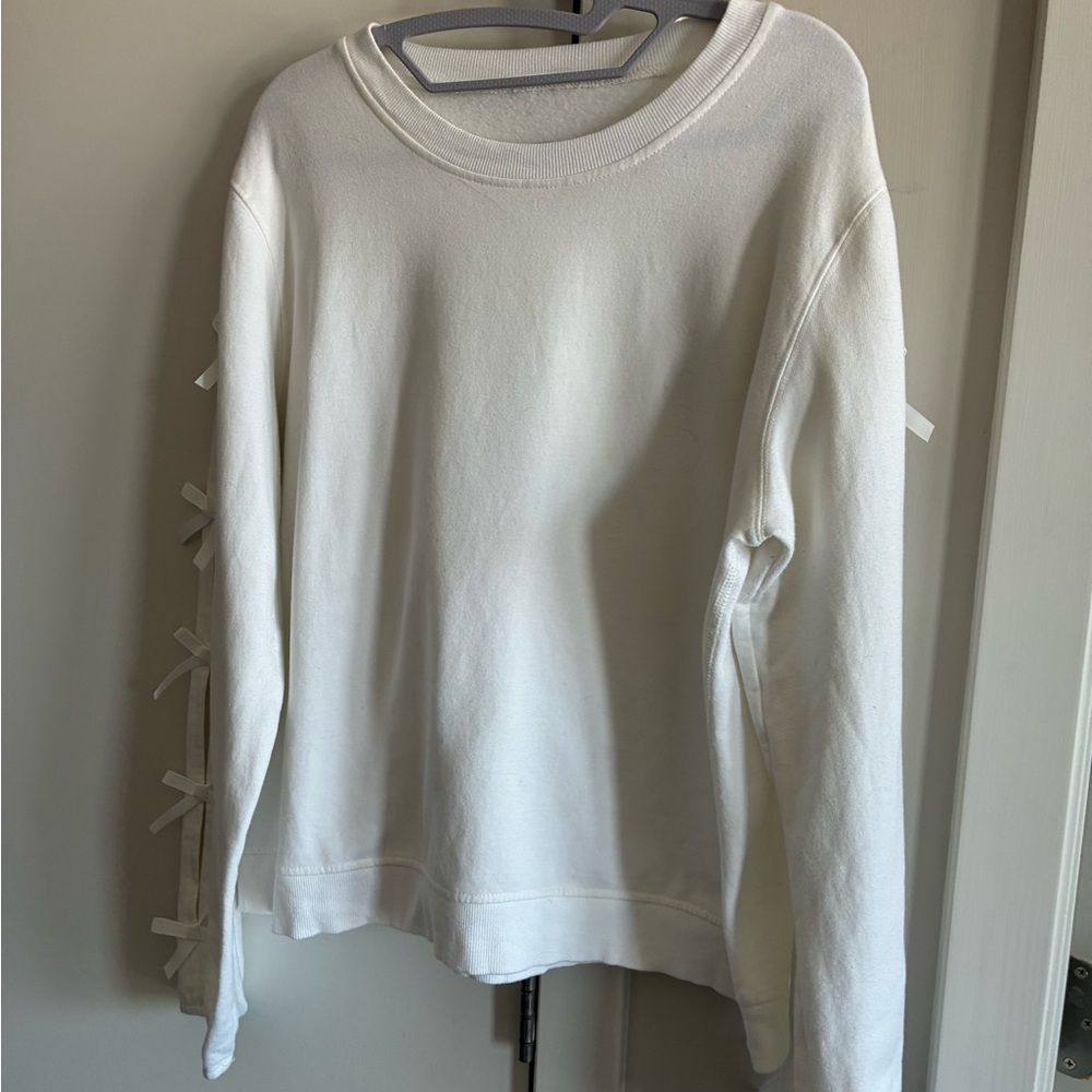 Betsey Johnson White Sweatshirt with Bow Details